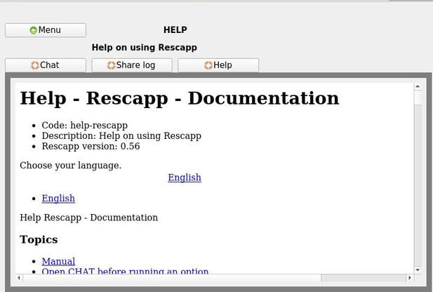 Photo documentation du logiciel Rescapp