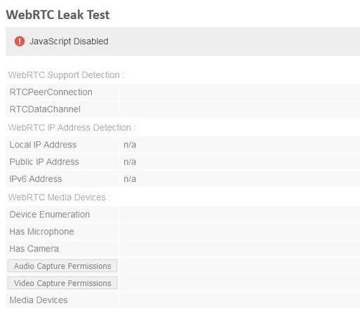test en ligne sécurité WebRTC